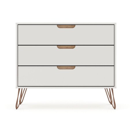 Designed To Furnish Rockefeller Mid-Century-Modern Dresser with 3- Drawers in Off White, 28.86 x 35.24 x 17.52 in. DE2616365